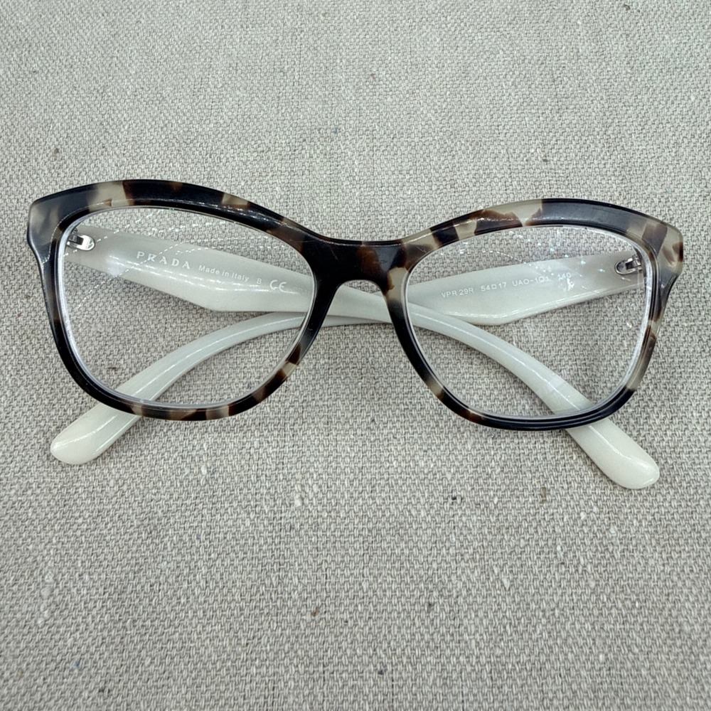 Prada VPR 29R Tortoise & Cream Eyeglass Frames 54-17-140 Italy AS-IS